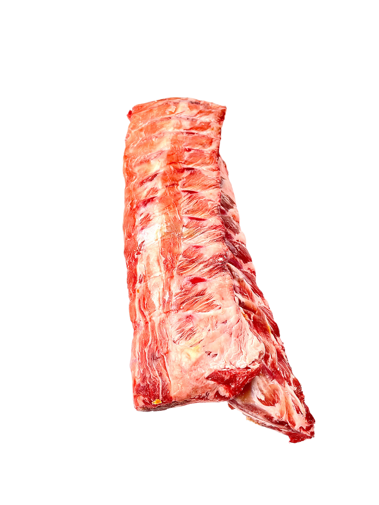 Raw rib cage on a white background